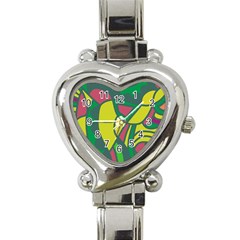 Green Abstract Decor Heart Italian Charm Watch