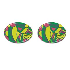 Green Abstract Decor Cufflinks (oval)