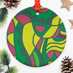 Green Abstract Decor Round Ornament (two Sides) 