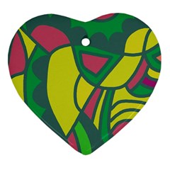 Green Abstract Decor Heart Ornament (2 Sides)