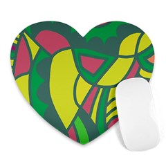 Green Abstract Decor Heart Mousepads