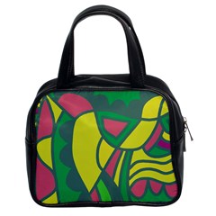 Green Abstract Decor Classic Handbags (2 Sides) by Valentinaart