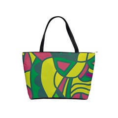 Green Abstract Decor Shoulder Handbags