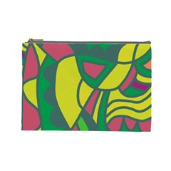 Green Abstract Decor Cosmetic Bag (large)  by Valentinaart