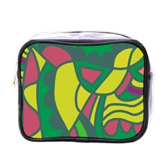 Green Abstract Decor Mini Toiletries Bags by Valentinaart