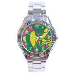 Green Abstract Decor Stainless Steel Analogue Watch