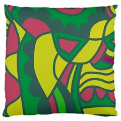 Green Abstract Decor Large Cushion Case (one Side) by Valentinaart