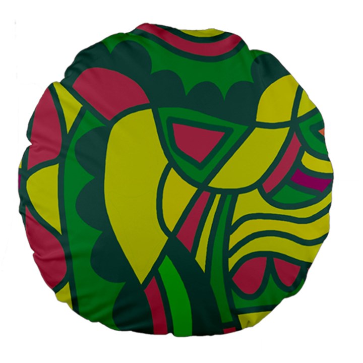 Green abstract decor Large 18  Premium Round Cushions