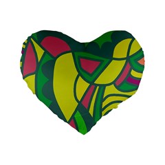 Green Abstract Decor Standard 16  Premium Heart Shape Cushions