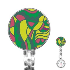 Green Abstract Decor Stainless Steel Nurses Watch