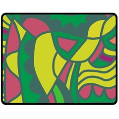 Green Abstract Decor Double Sided Fleece Blanket (medium)  by Valentinaart