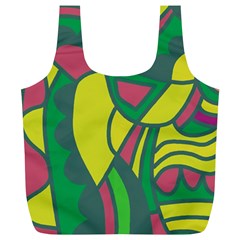 Green Abstract Decor Full Print Recycle Bags (l)  by Valentinaart