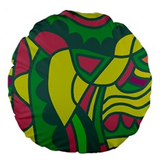 Green Abstract Decor Large 18  Premium Flano Round Cushions