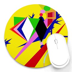 Yellow Abstraction Round Mousepads