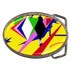 Yellow Abstraction Belt Buckles by Valentinaart