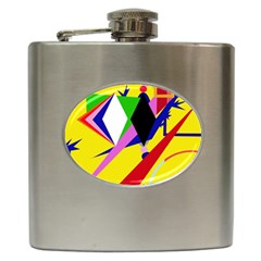 Yellow Abstraction Hip Flask (6 Oz) by Valentinaart