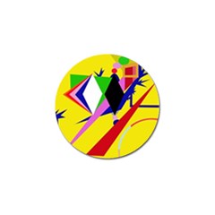 Yellow Abstraction Golf Ball Marker by Valentinaart