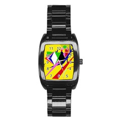 Yellow Abstraction Stainless Steel Barrel Watch