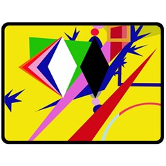 Yellow Abstraction Double Sided Fleece Blanket (large) 