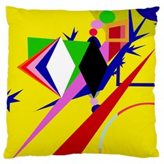 Yellow Abstraction Large Flano Cushion Case (two Sides) by Valentinaart