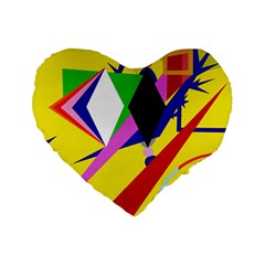 Yellow Abstraction Standard 16  Premium Flano Heart Shape Cushions