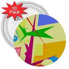 Colorful Abstract Art 3  Buttons (10 Pack) 