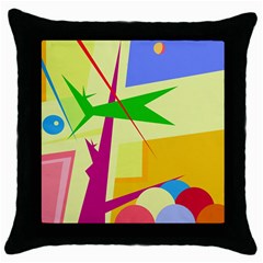 Colorful Abstract Art Throw Pillow Case (black)