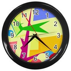 Colorful Abstract Art Wall Clocks (black)