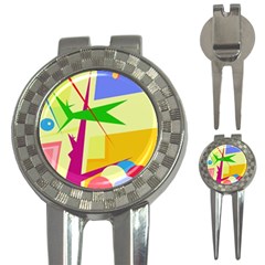 Colorful Abstract Art 3-in-1 Golf Divots