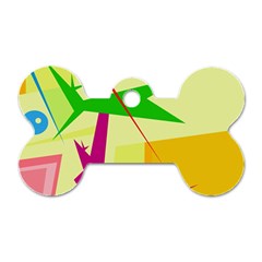 Colorful Abstract Art Dog Tag Bone (one Side)