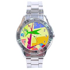 Colorful Abstract Art Stainless Steel Analogue Watch