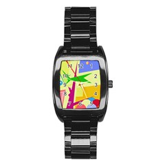 Colorful Abstract Art Stainless Steel Barrel Watch