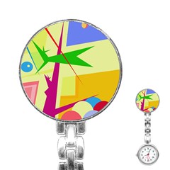 Colorful Abstract Art Stainless Steel Nurses Watch