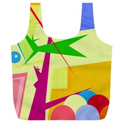 Colorful Abstract Art Full Print Recycle Bags (l) 