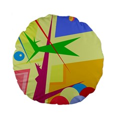 Colorful Abstract Art Standard 15  Premium Flano Round Cushions