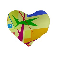 Colorful Abstract Art Standard 16  Premium Flano Heart Shape Cushions