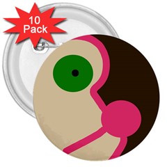 Dog Face 3  Buttons (10 Pack)  by Valentinaart