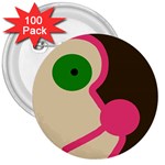 Dog face 3  Buttons (100 pack)  Front