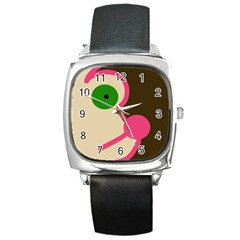 Dog Face Square Metal Watch