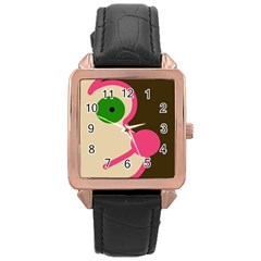 Dog Face Rose Gold Leather Watch 