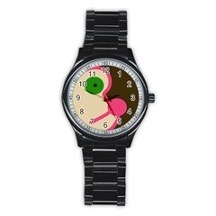 Dog Face Stainless Steel Round Watch by Valentinaart