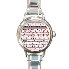 Dots And Lines Round Italian Charm Watch