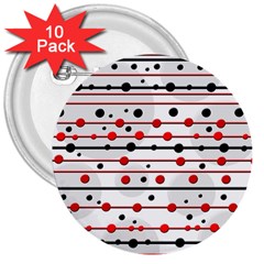 Dots And Lines 3  Buttons (10 Pack) 