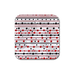 Dots And Lines Rubber Square Coaster (4 Pack) 