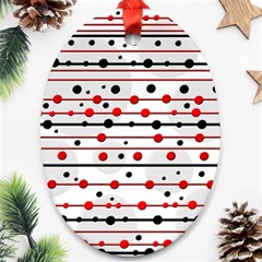 Dots And Lines Oval Ornament (two Sides)