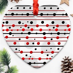 Dots And Lines Heart Ornament (2 Sides)