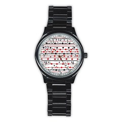 Dots And Lines Stainless Steel Round Watch