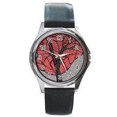 Decorative Tree 1 Round Metal Watch