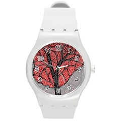 Decorative Tree 1 Round Plastic Sport Watch (m)