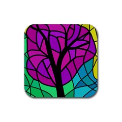 Decorative Tree 2 Rubber Coaster (square)  by Valentinaart